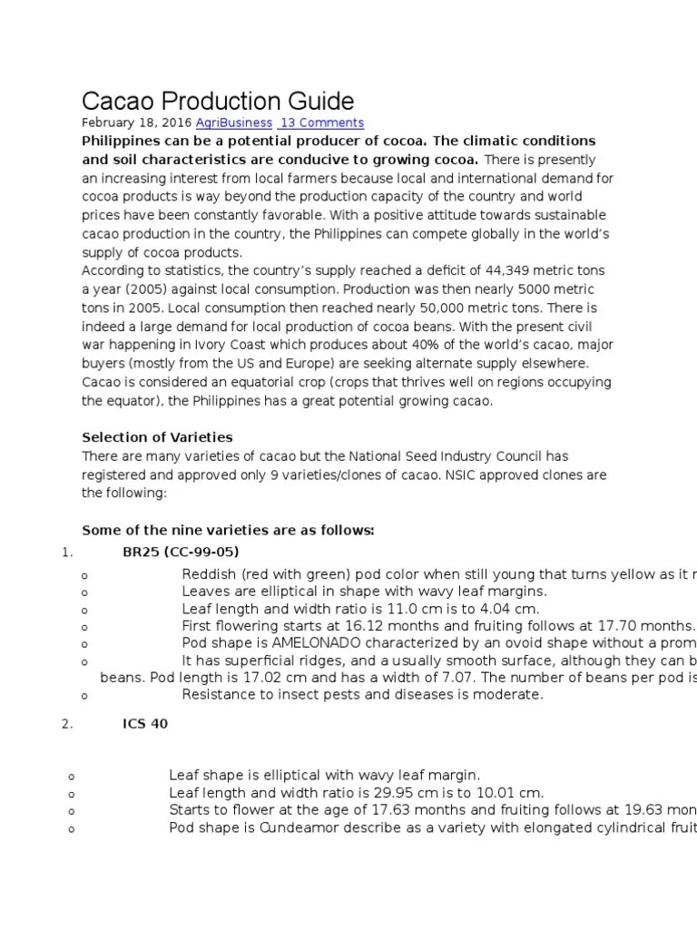 Cacao Production Guide Cocoa Bean Grafting