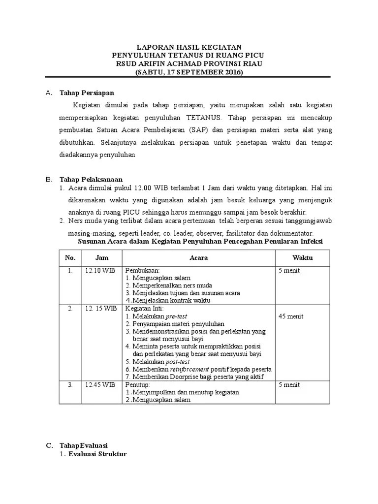 Laporan Hasil Evaluasi Penyuluhan Tetanus | PDF