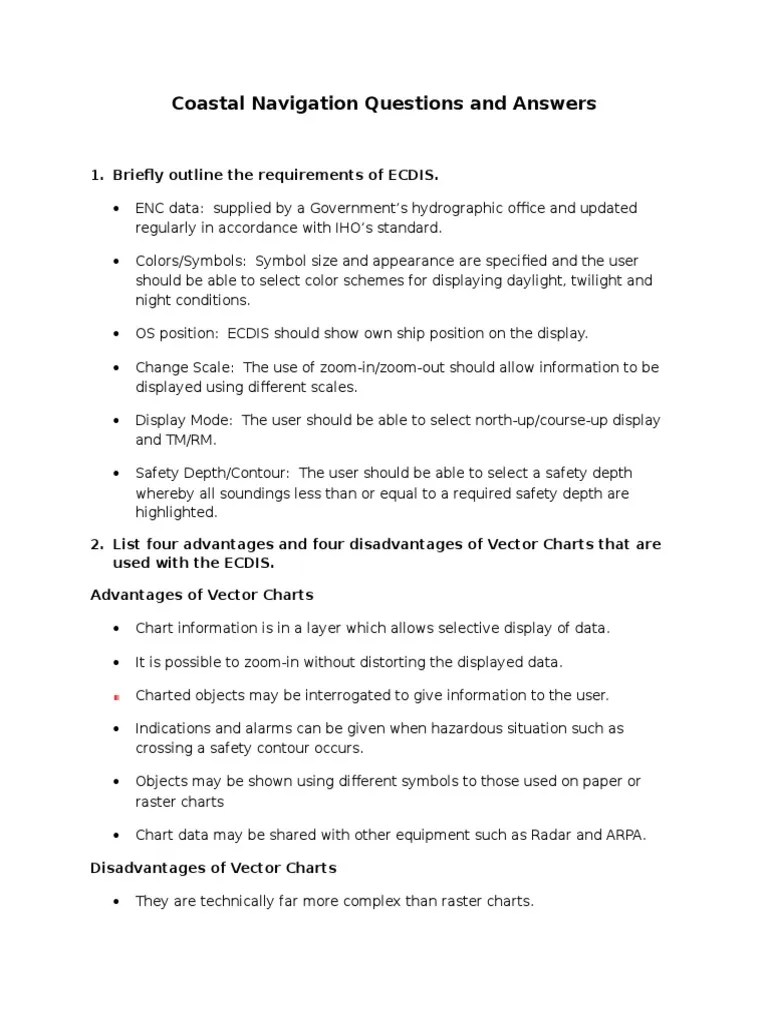 Coastal Navigation Questions and Answers PDF Tide Navigation