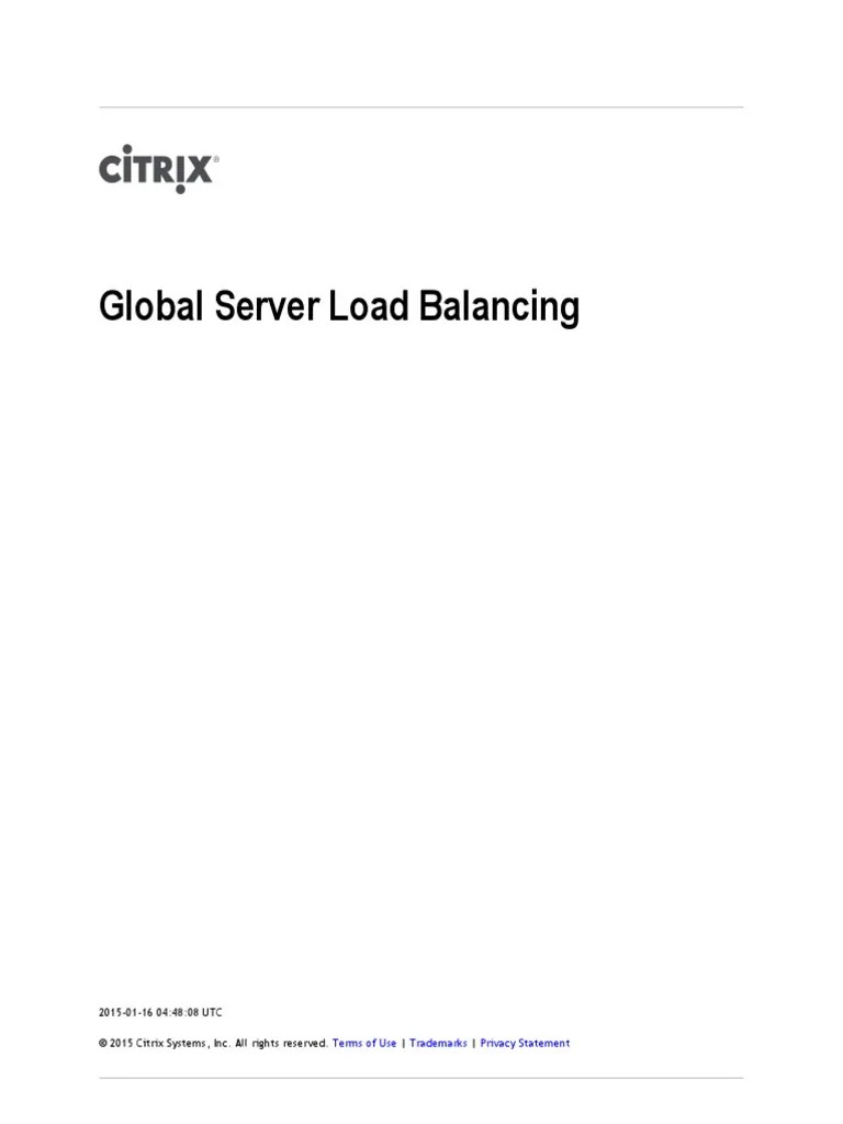 NetScaler 10.5 Global Server Load Balancing PDF Load Balancing