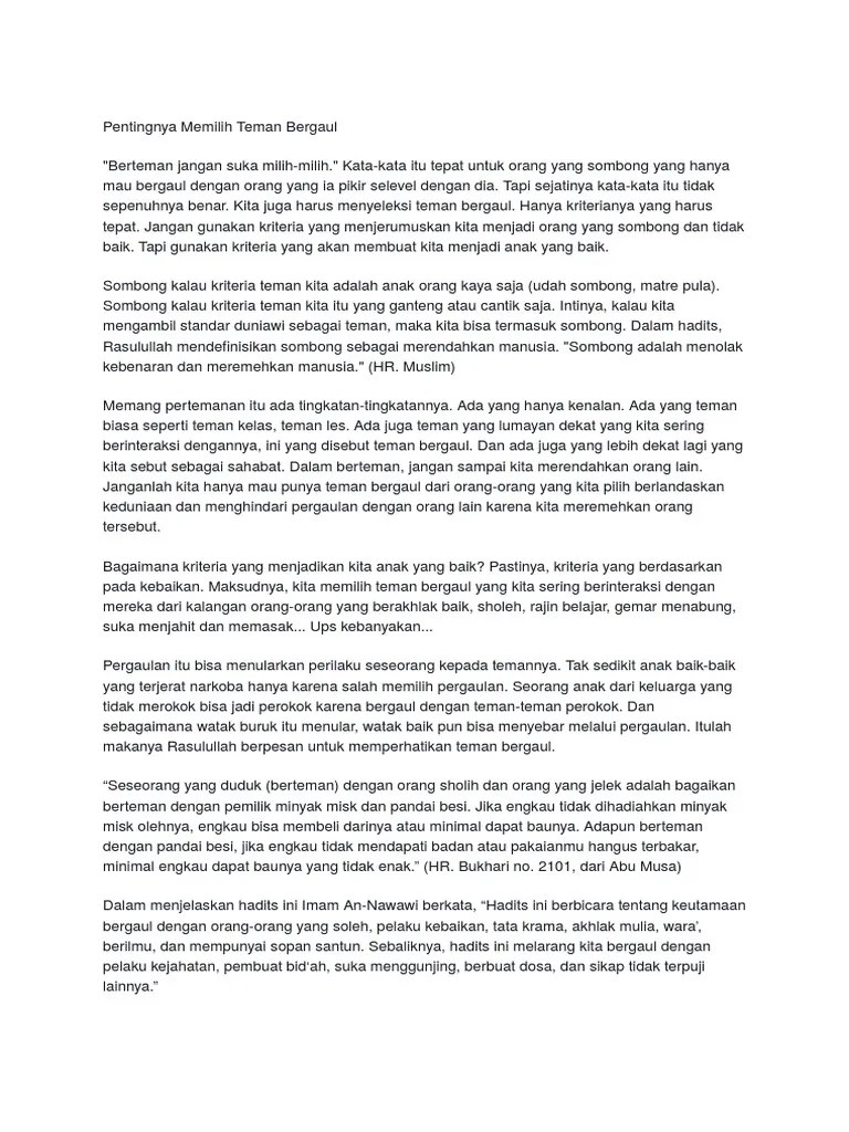 Pentingnya Memilih Teman Bergaul | PDF