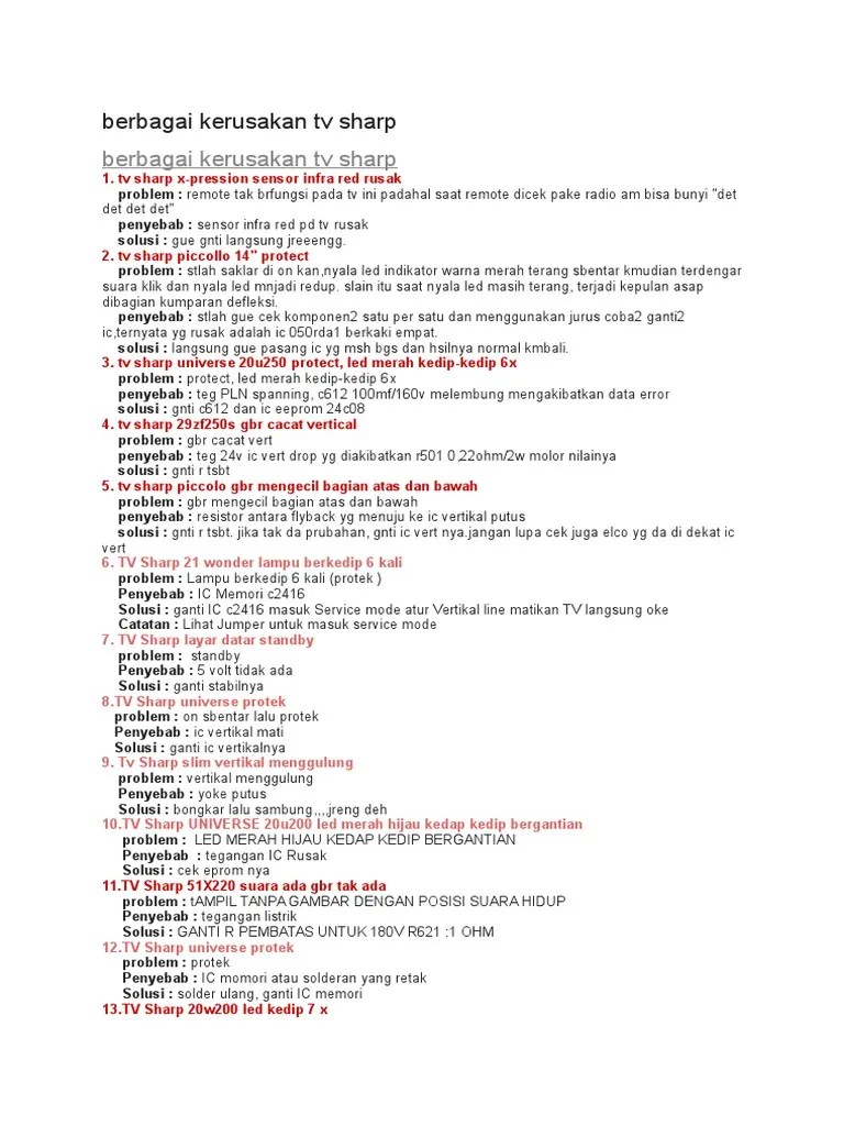 Berbagai Kerusakan TV Sharp PDF