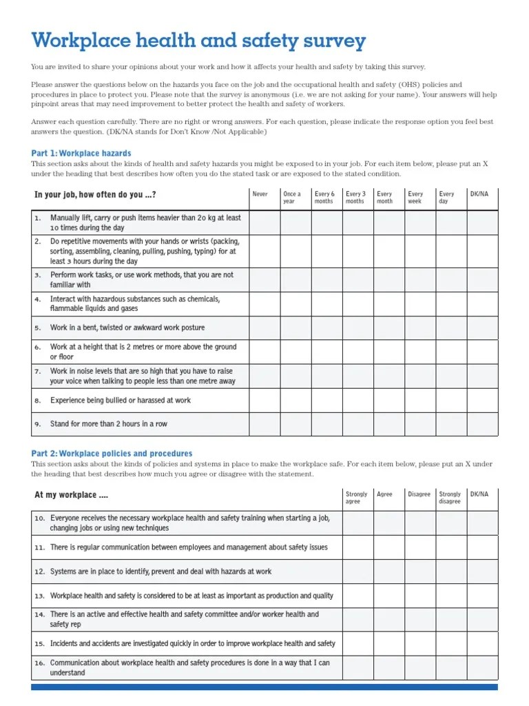 Safety Measure Questionnaire 2016 PDF Occupational Safety And