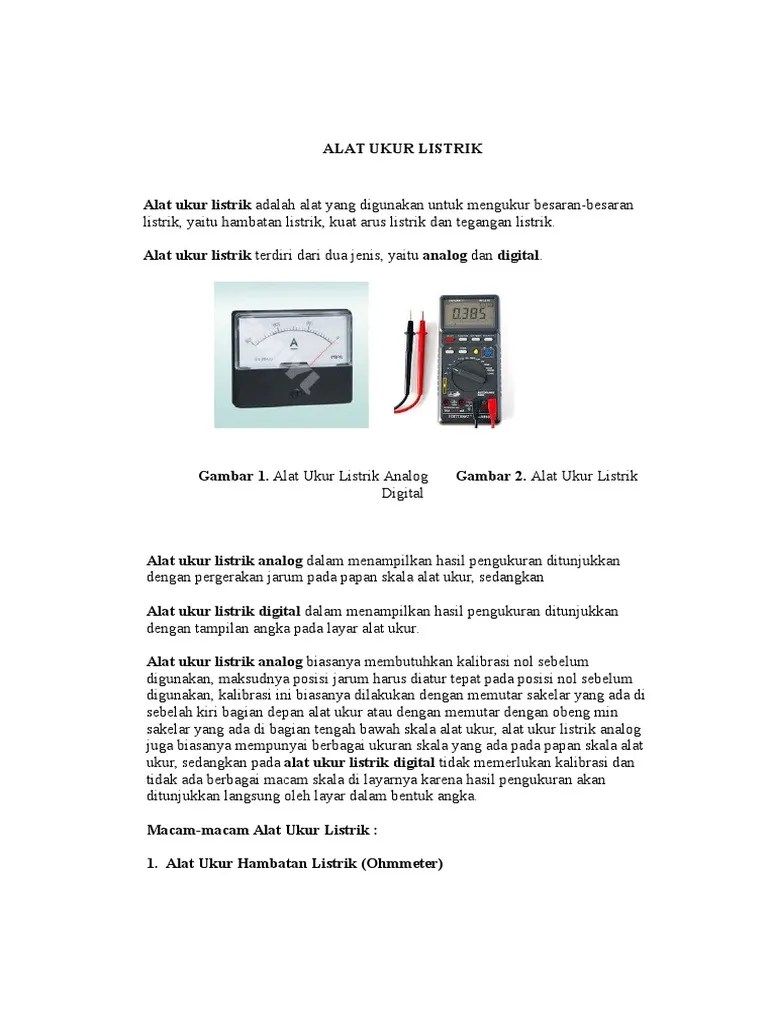 Alat Ukur Yang Berfungsi Untuk Mengukur Besaran Tegangan Listrik Adalah