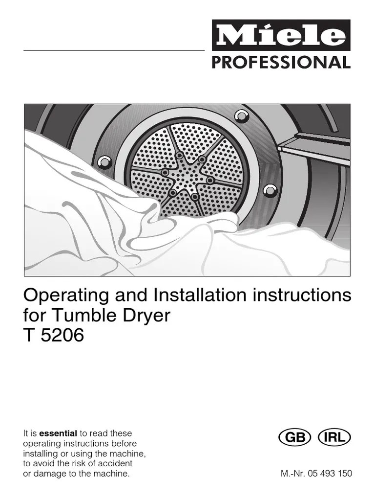Miele Tumble Dryer T5206 Operating Instructions EN.pdf Clothes Dryer