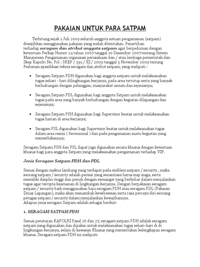 Pakaian Untuk para Satpam | PDF
