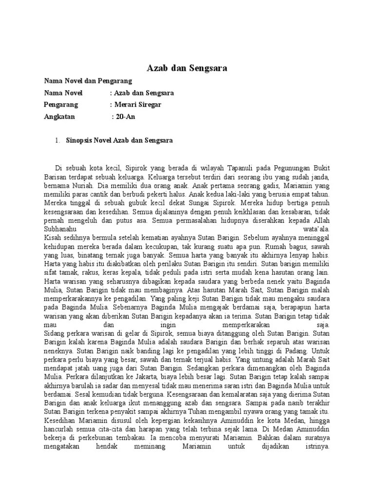 Analisis Novel Azab Dan Sengsara