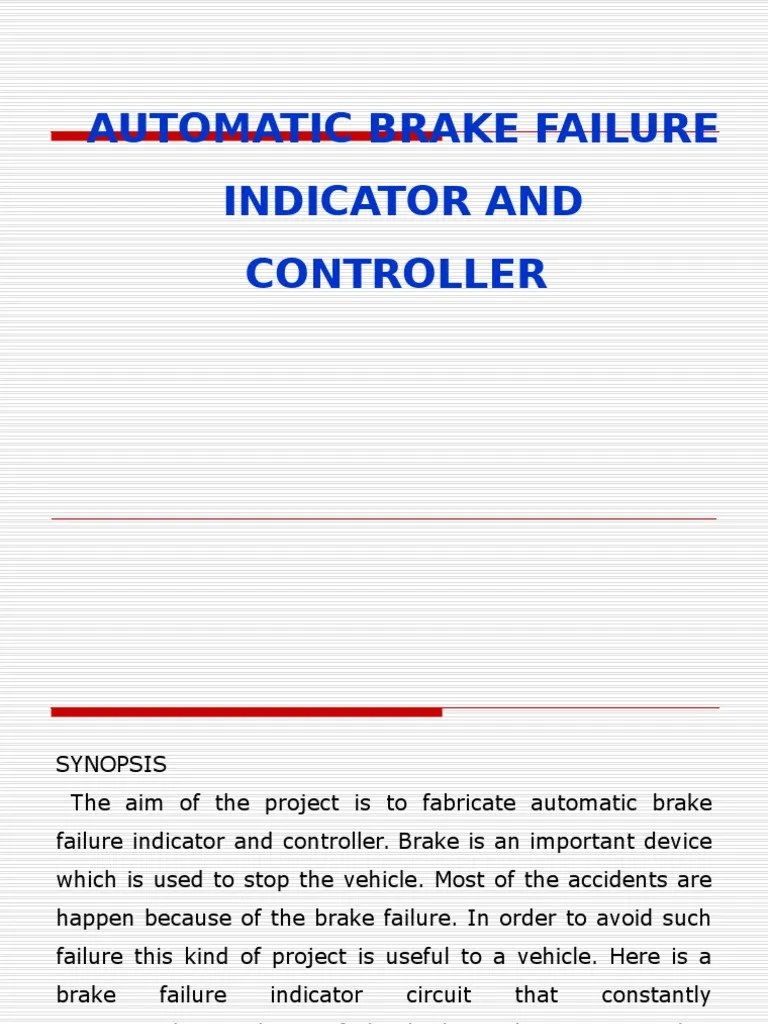 Automatic Brake Failure Indicator and Controller PDF