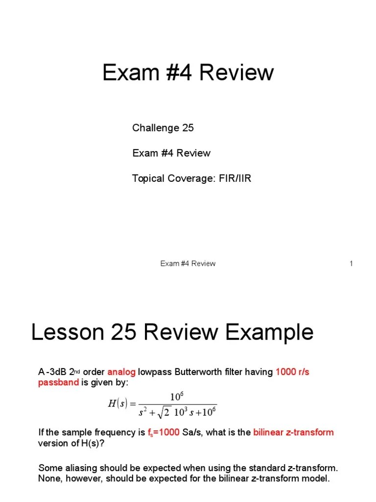 Practice+Exam_4_answers DSP Low Pass Filter Digital Signal Processing