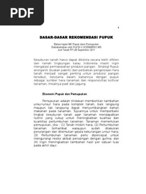 DASAR Rekomendasi Pemupukan | PDF | Urea | Pupuk