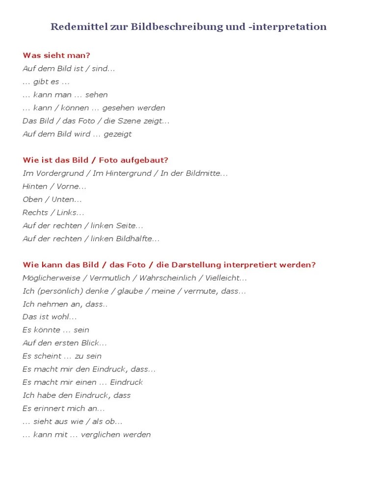 [29+] Bild Beschreiben B2 Redemittel