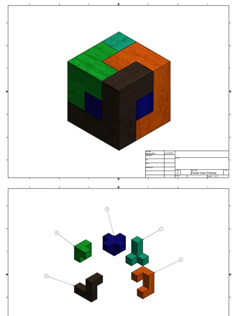 Puzzle Cube Drawing PDF