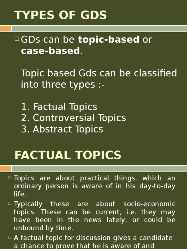 Types of GDs