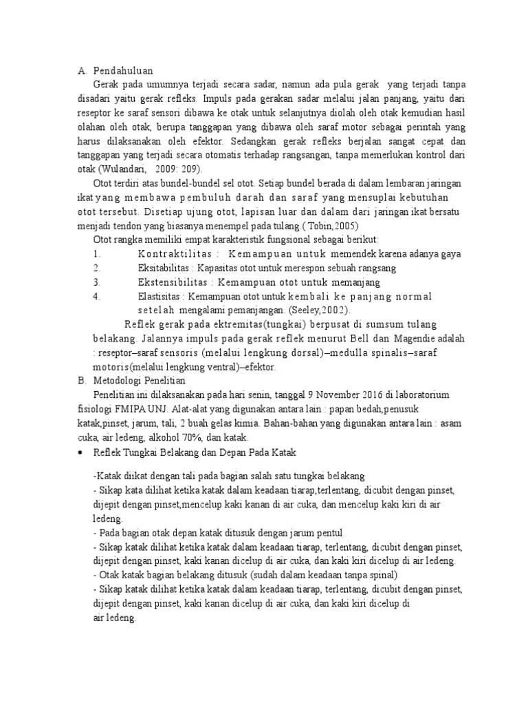 Jurnal Gerak Reflek Pada Katak PDF