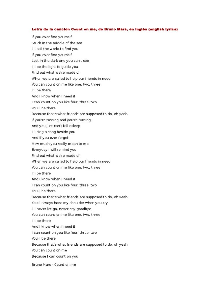 Bruno Mars, Count on Me Música grabada Música pop