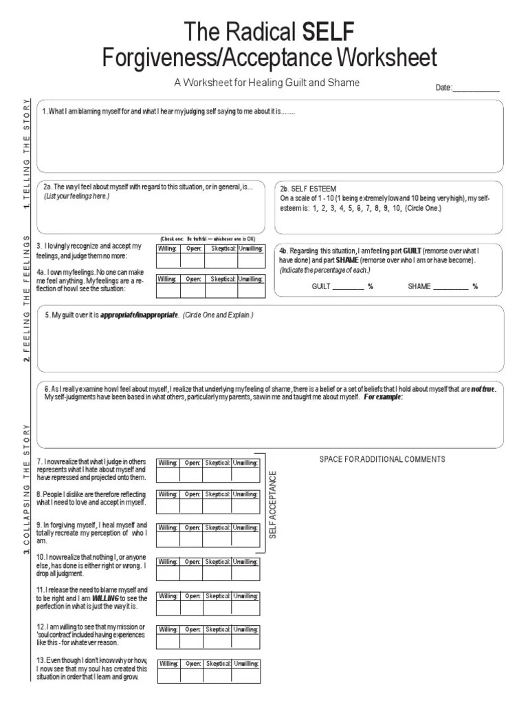 Self Forgiveness Self Acceptance Worksheet | Forgiveness | Metaphysics