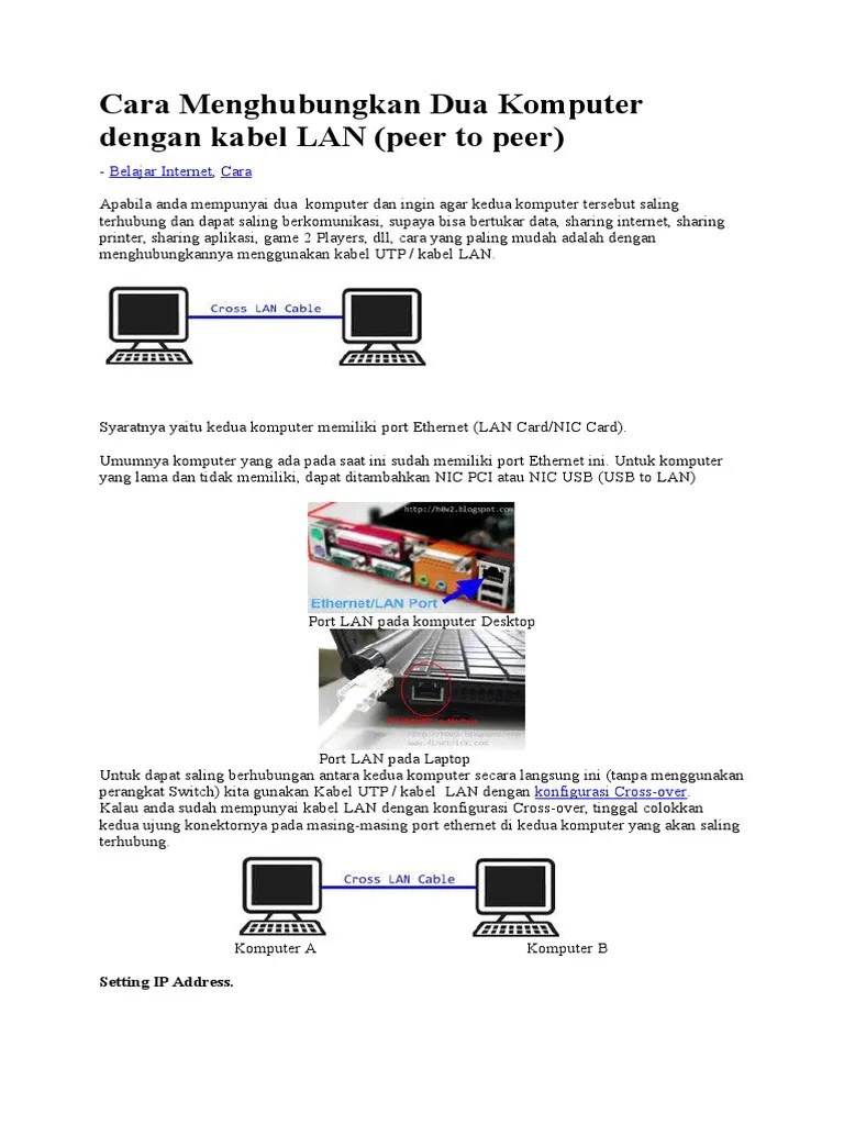 Cara Menghubungkan Dua Komputer Dengan Kabel LAN