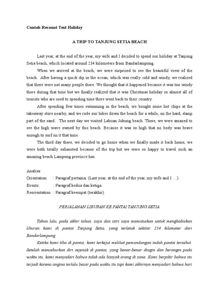 Contoh Recount Text Liburan
