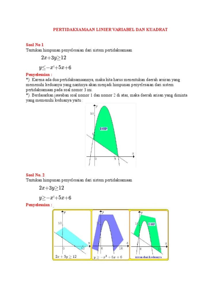 Pertidaksamaan Linier Variabel Dan Kuadrat
