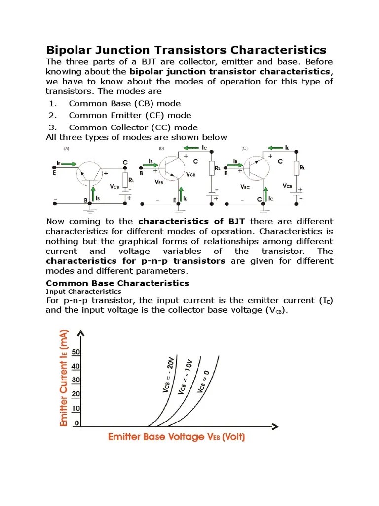 Bipolar Junction Transistors Characteristics PDF Bipolar Junction Transistor Transistor