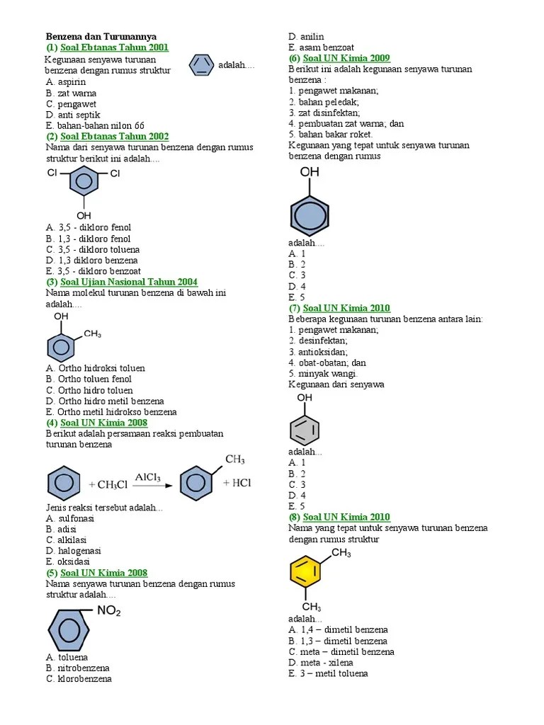 Nama Senyawa Turunan Benzena Dengan Rumus Struktur Adalah