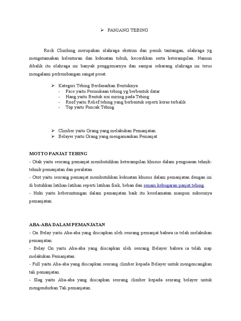 Materi Rock Climbing (Panjat Tebing)