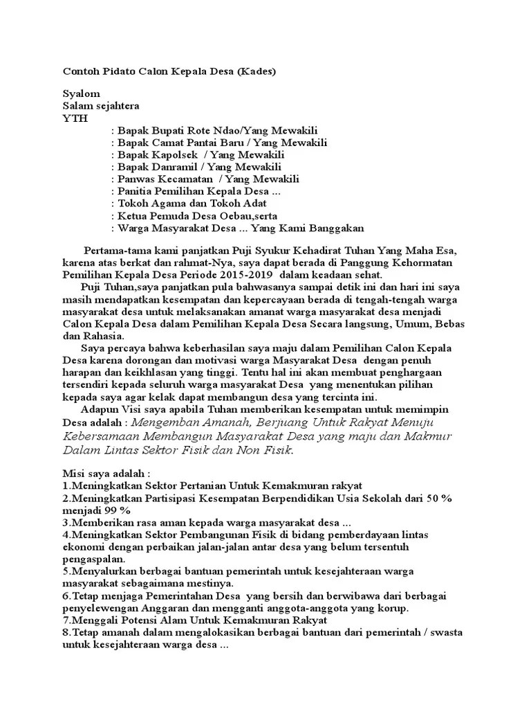 Contoh Pidato Calon Kepala Desa | PDF