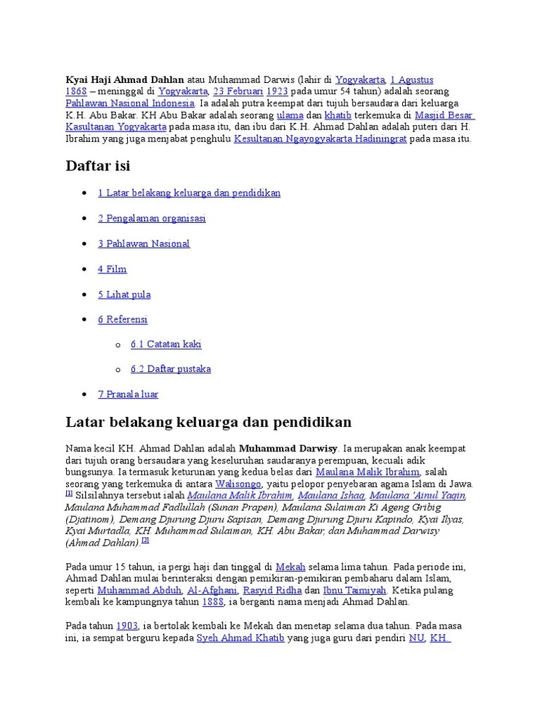 Kyai Haji Ahmad Dahlan Atau Muhammad Darwis | PDF