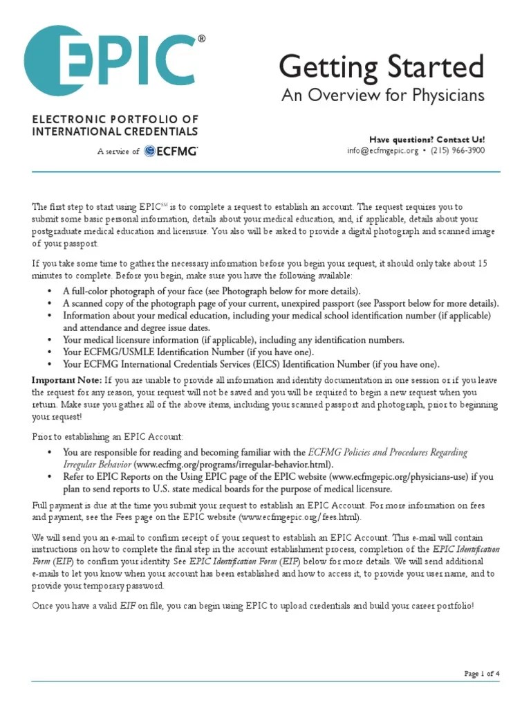Epic Quick Start Guide Identity Document Credential