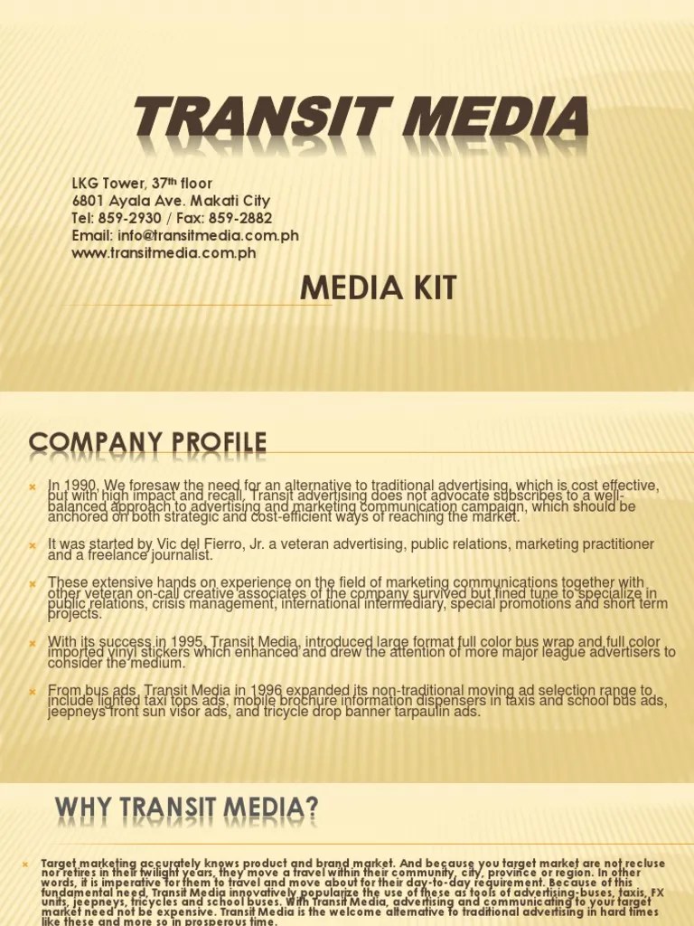 Transit MediaMEDIA KIT Metro Manila Advertising Free 30day