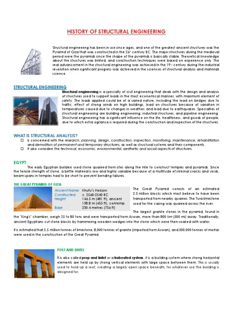History of Structural Engineering Egyptian Pyramids Physics