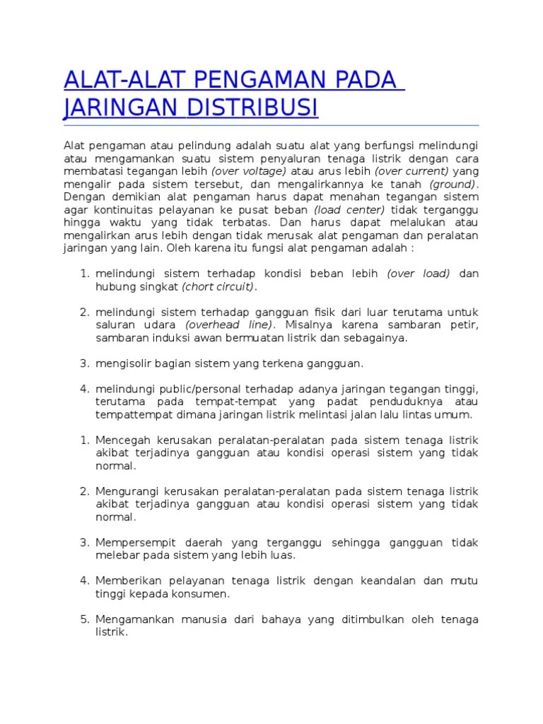 Alat-Alat Pengaman Jaringan Distribusi | PDF