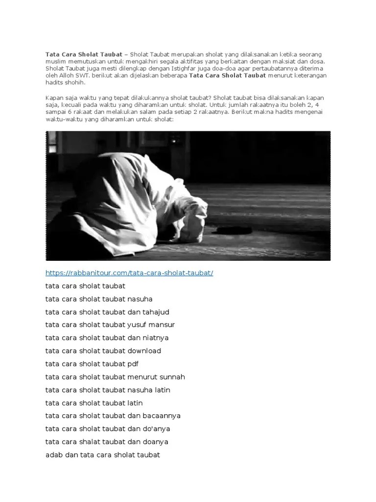 Tata Cara Sholat Taubat Nasuha Dan Niatnya