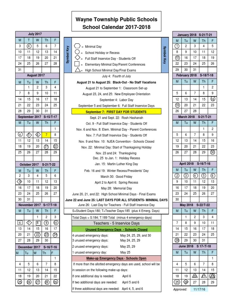 Wayne Township Schools Calendar 20232026 PDF Educational