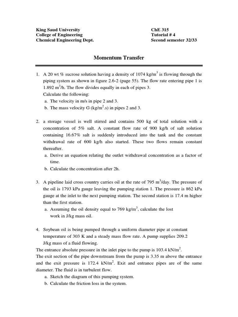 Chapter 2 Exercises Part3 PDF Fluid Dynamics Pump