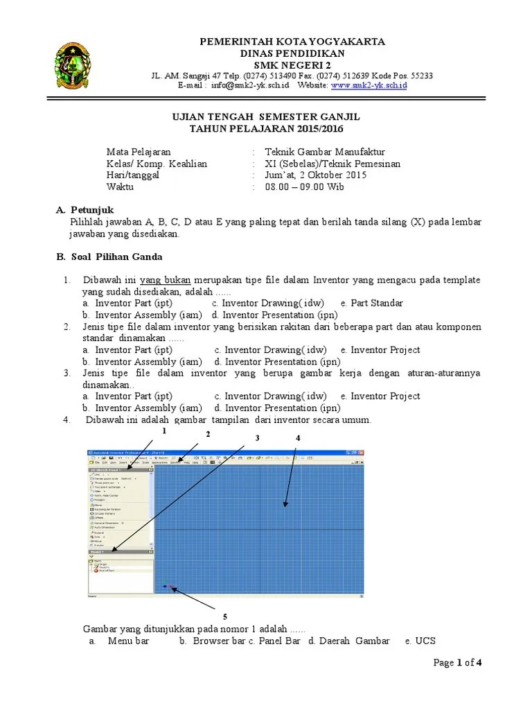 Soal Dan Jawaban Teknik Gambar Manufaktur - Kumpulan Contoh Surat Dan Soal Terlengkap