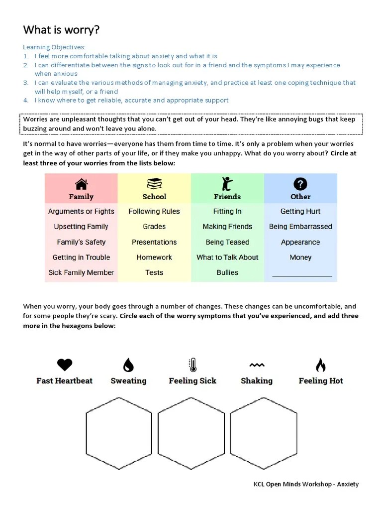 Anxiety Lesson Worksheet Fight Or Flight Response Anxiety