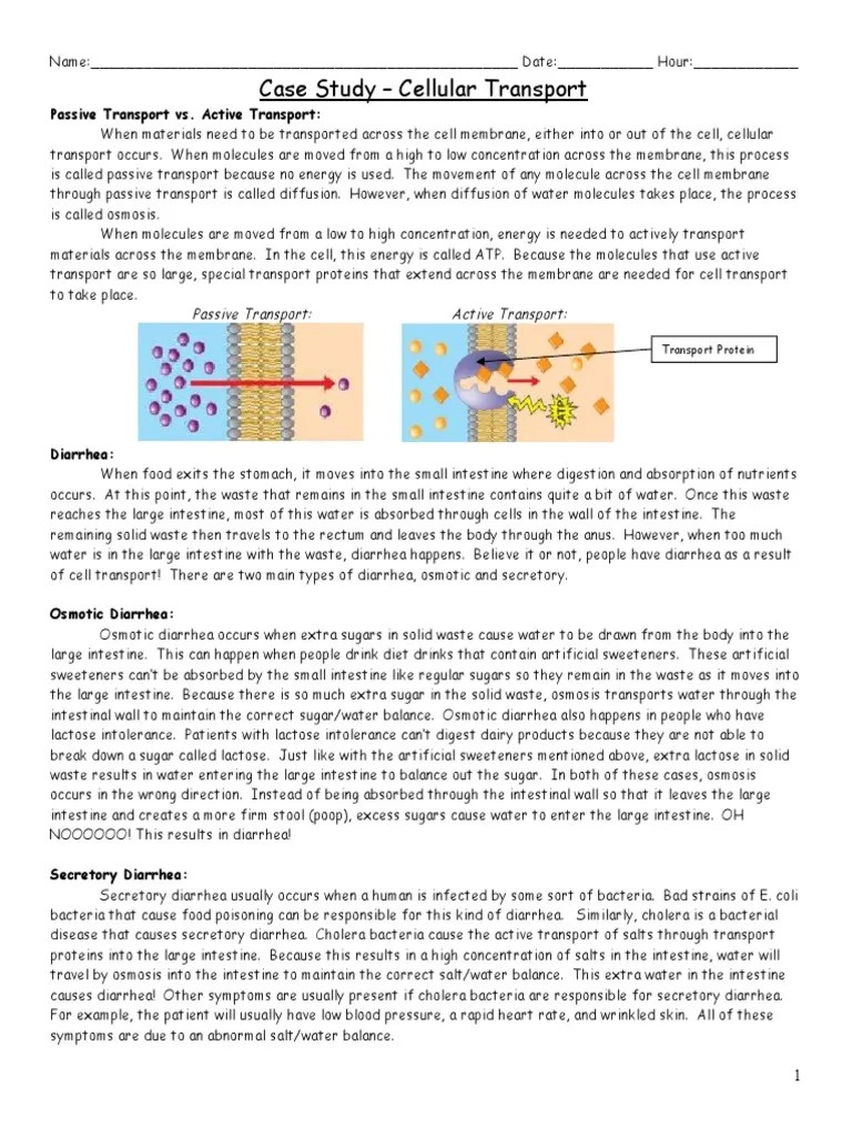 Case Study - Cellular Transport | PDF | Diarrhea | Cell Membrane