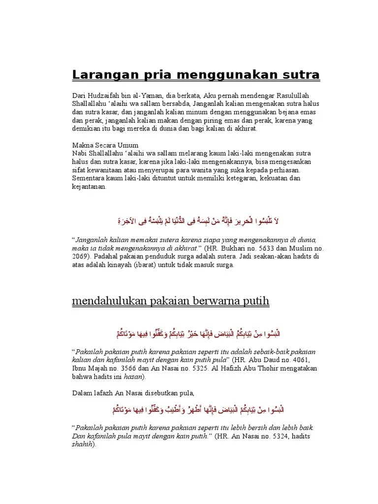 Larangan Pria Menggunakan Sutra | PDF