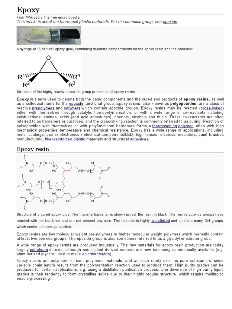 Epoxy Types Epoxy Chemistry
