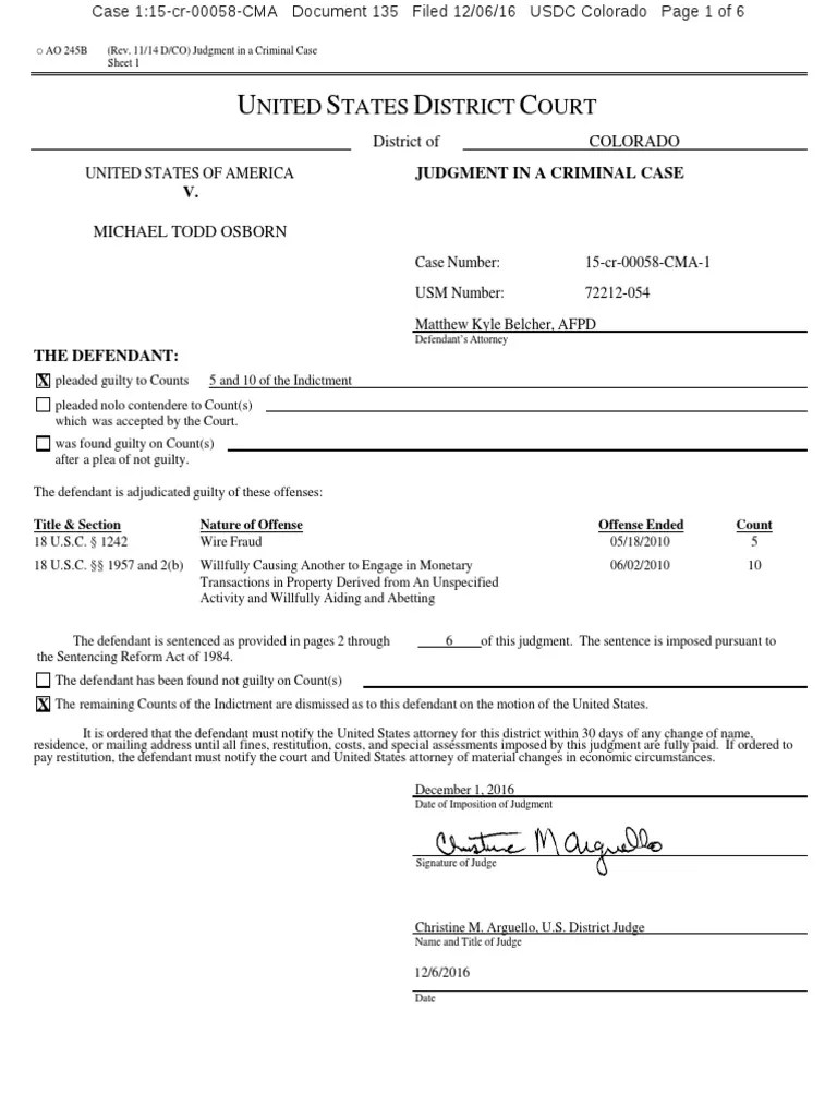Osborn Criminal Judgment Denver Download Free PDF United States