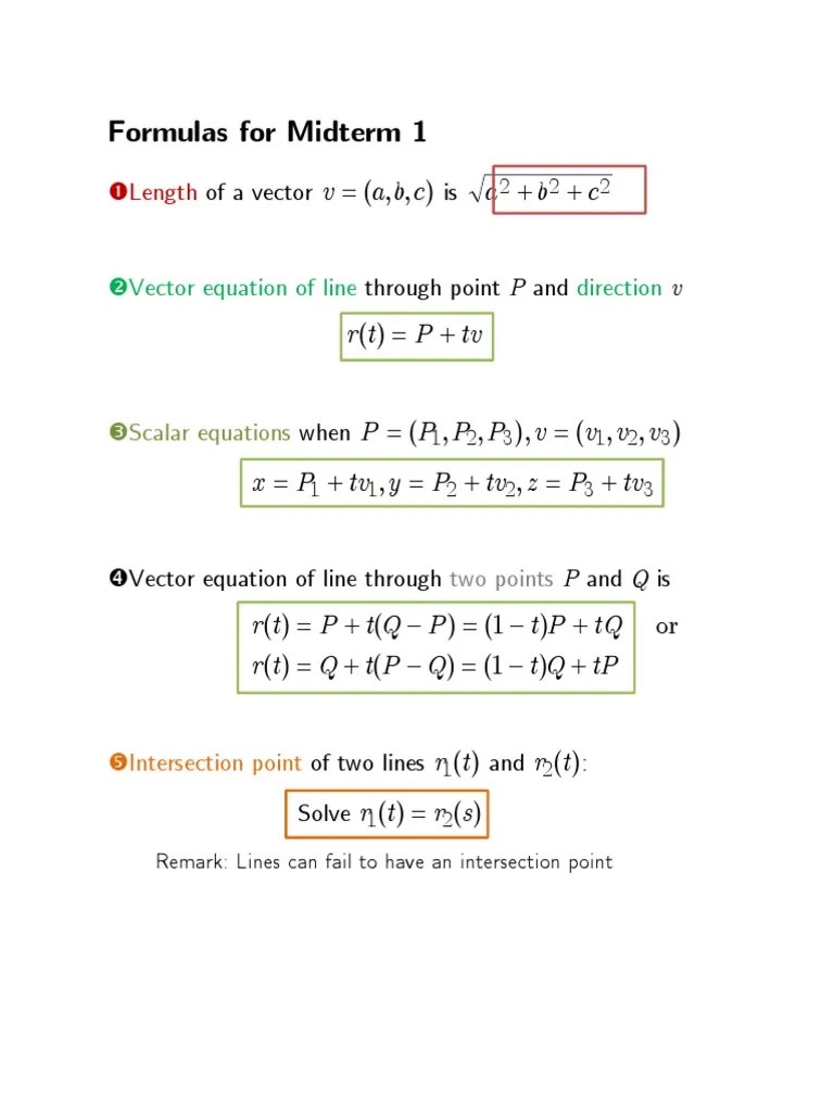 Math 20C Cheat Sheet PDF Derivative Plane (Geometry)