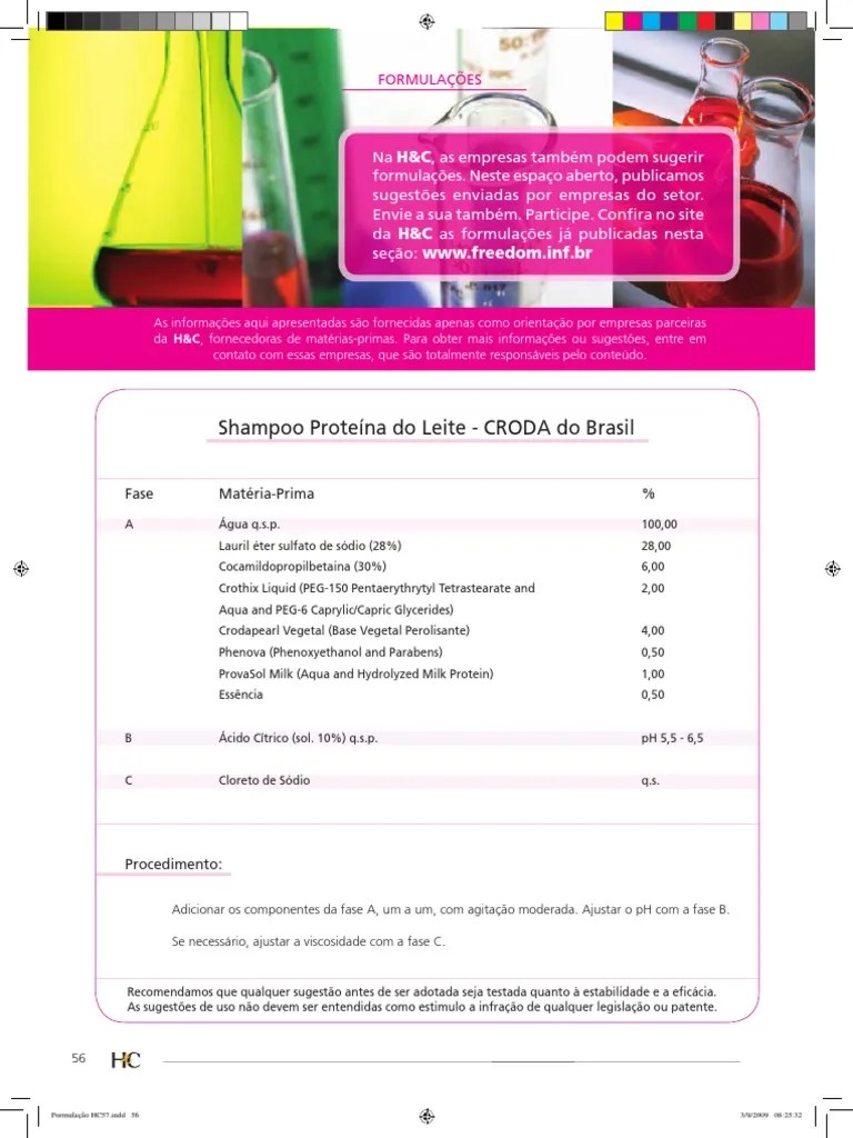 Formula Shampoo PDF Química Natureza