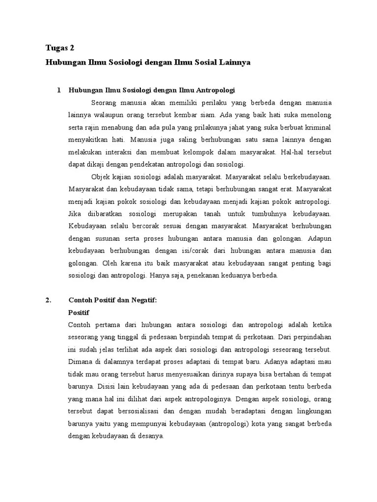 Hubungan Sosiologi Dengan Antropologi | PDF