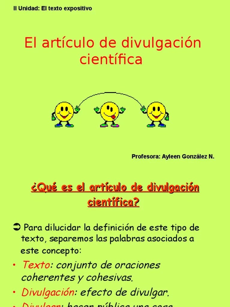 El Articulo de Divulgacion Cientifica