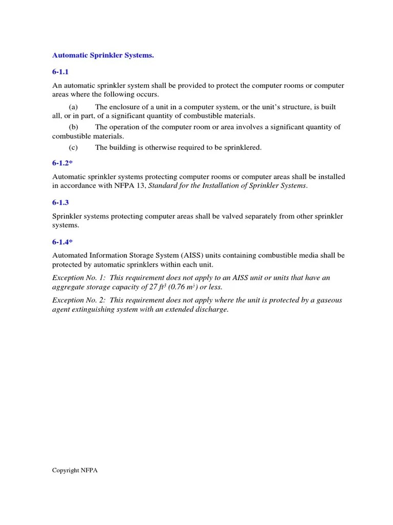 Automatic Sprinkler Systems | PDF