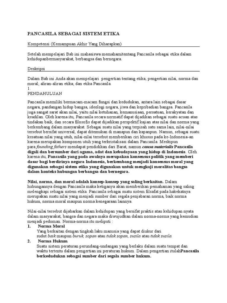 Pancasila Sebagai Sistem Etika | PDF