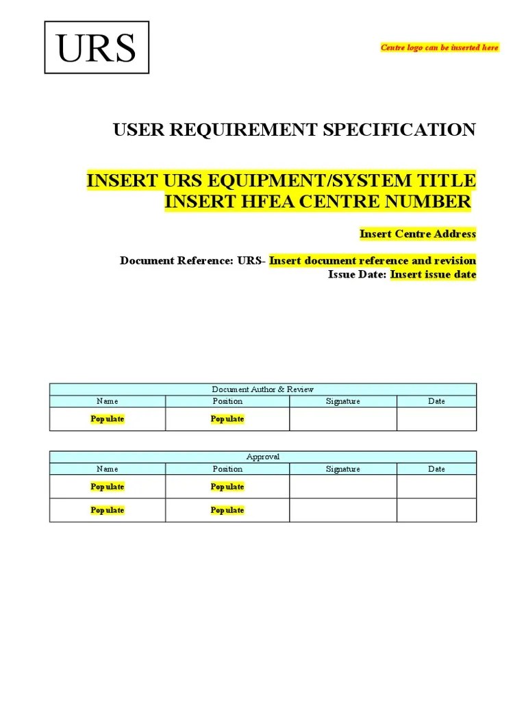 Urs Template Verification And Validation Calibration