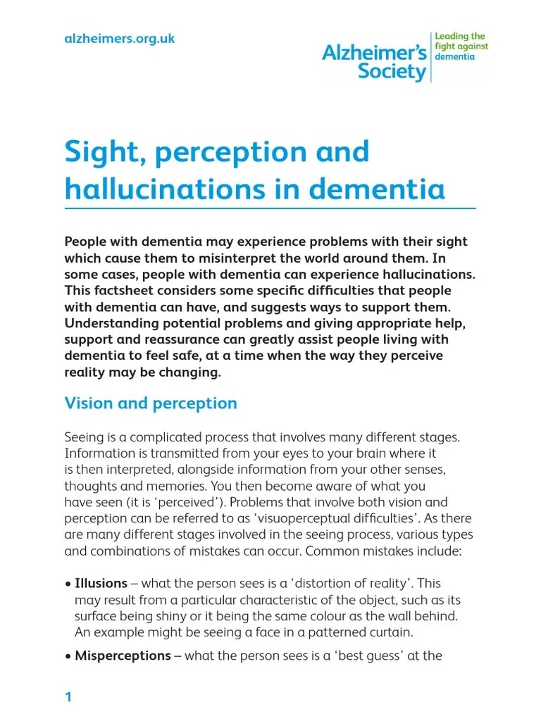 Sight Perception and Hallucinations in Dementia Factsheet