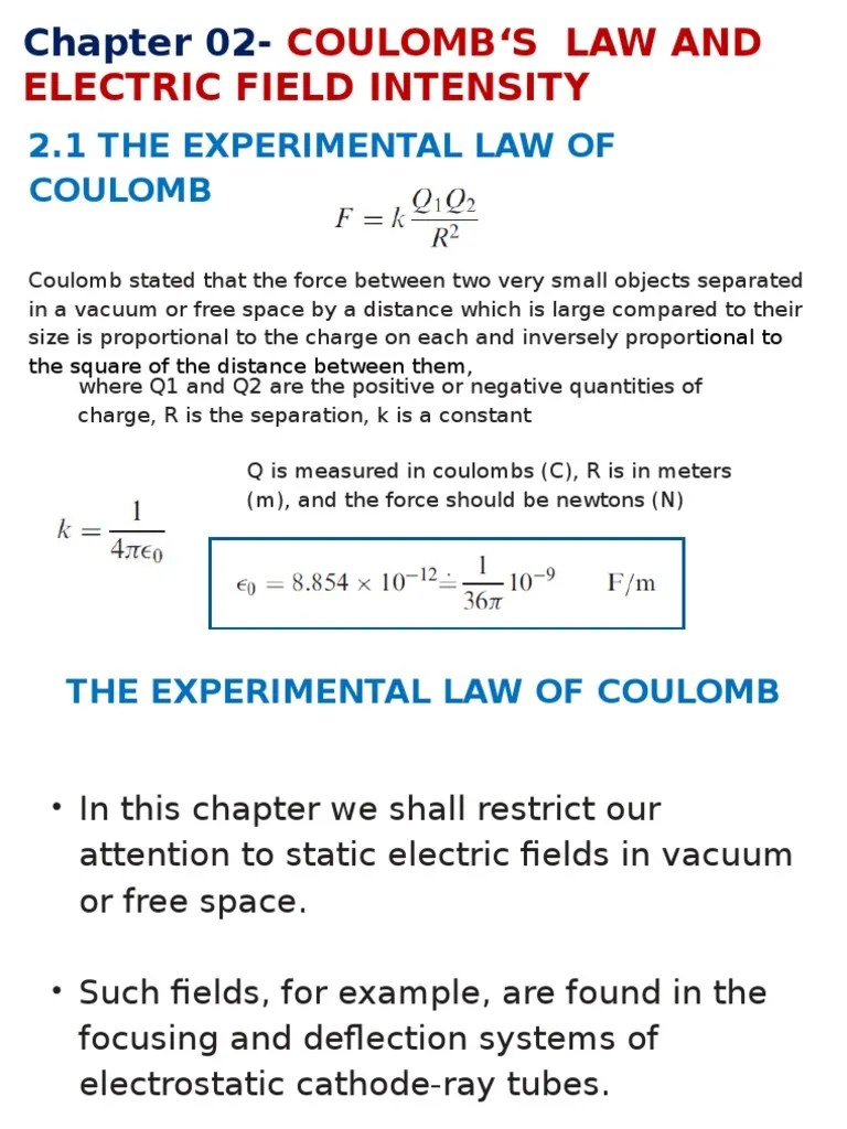 2 Coulomb LawElectric Field Intensity